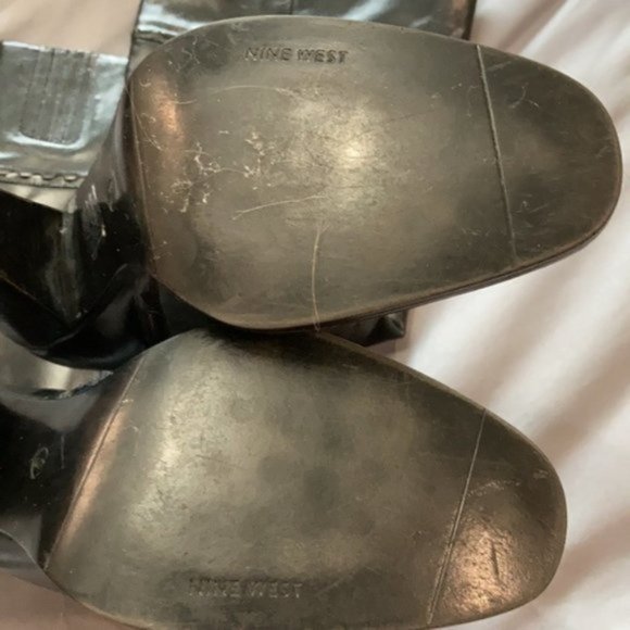 Nine West Black Leather Heeled Knee high Tall Shaft Boots 9 - Picture 4 of 16